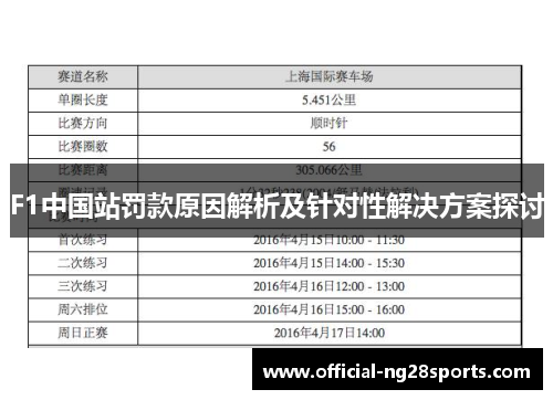 F1中国站罚款原因解析及针对性解决方案探讨 F1中国站罚款原因解析及针对性解决方案探讨